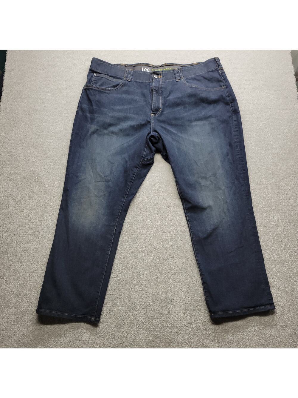 Lee Extreme Motion Athletic Fit Jeans Mens 46x29 Stretch Dark Wash Denim